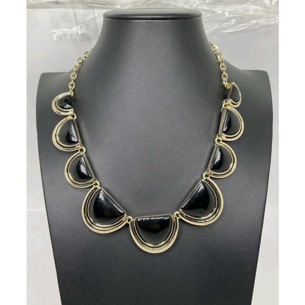 Talbots Gold & Black Scalloped Necklace